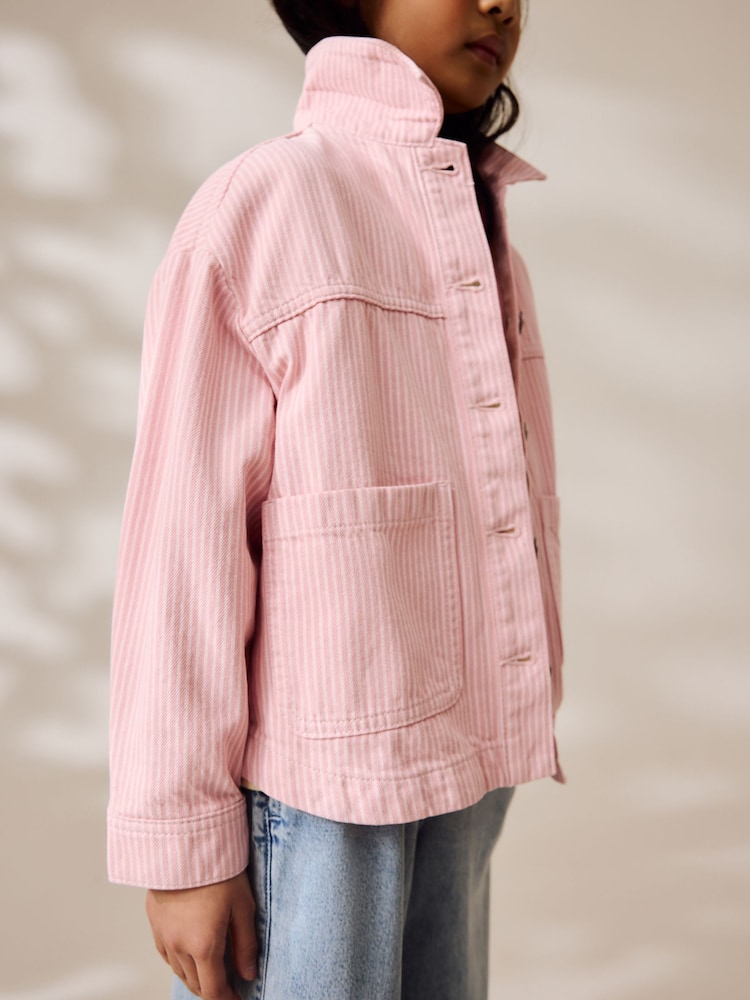 Pink Stripe Denim Shacket (3-16yrs) - Image 3 of 6
