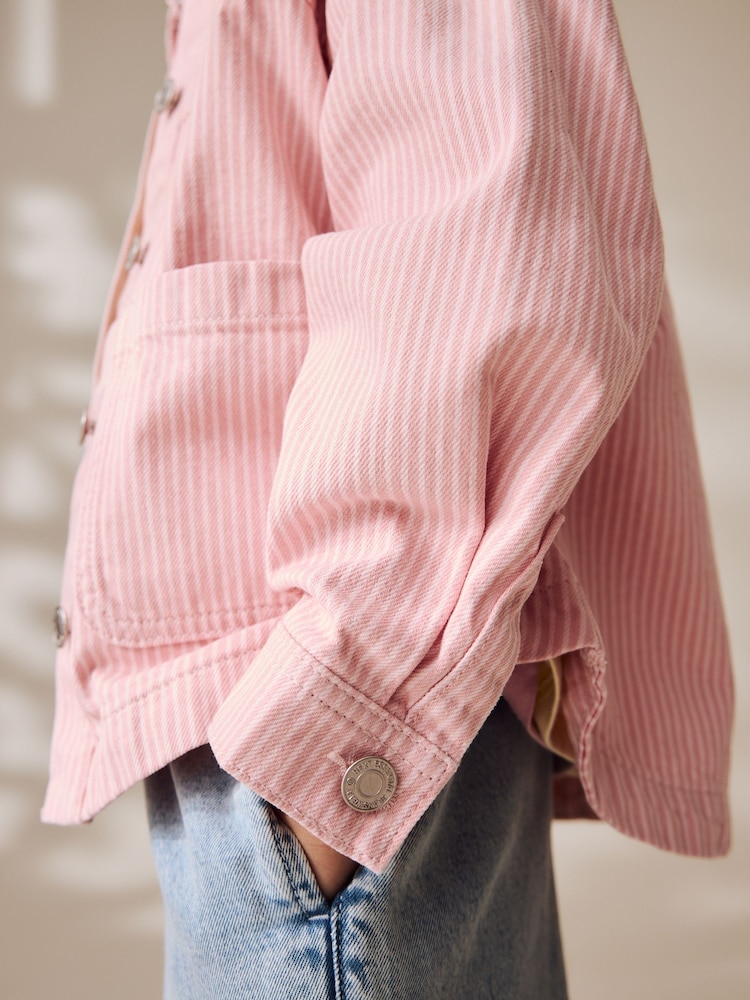Pink Stripe Denim Shacket (3-16yrs) - Image 4 of 6