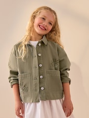 Khaki Floral Embroidered Shacket (3-16yrs) - Image 1 of 7