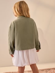 Khaki Floral Embroidered Shacket (3-16yrs) - Image 3 of 7