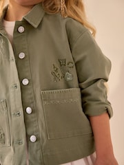Khaki Floral Embroidered Shacket (3-16yrs) - Image 4 of 7