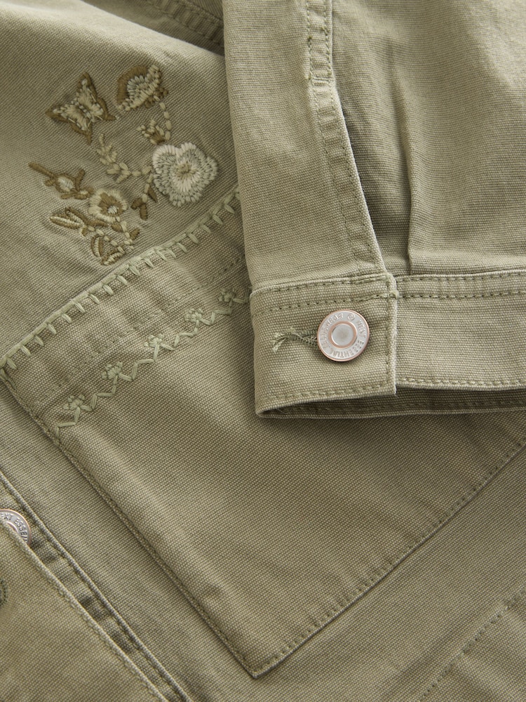 Khaki Floral Embroidered Shacket (3-16yrs) - Image 7 of 7
