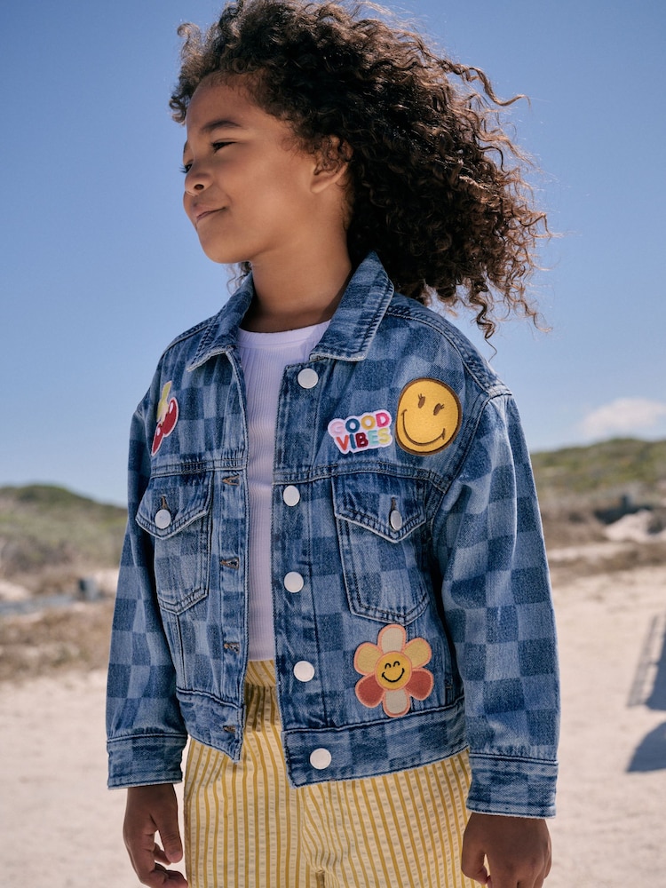 Blue Denim 100% Cotton Smiley World Denim Jacket (3-16yrs) - Image 1 of 4