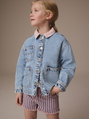 Blue Denim Collared Shacket (3-16yrs) - Image 3 of 6