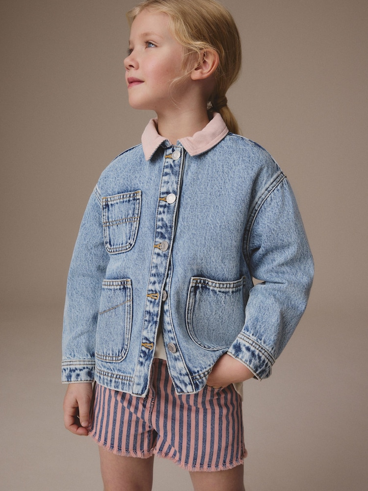 Blue Denim Collared Shacket (3-16yrs) - Image 3 of 6