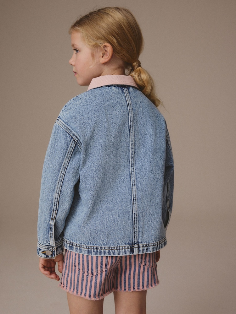 Blue Denim Collared Shacket (3-16yrs) - Image 4 of 6