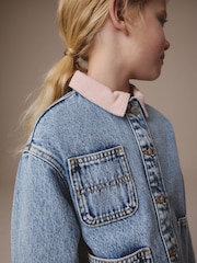 Blue Denim Collared Shacket (3-16yrs) - Image 6 of 6
