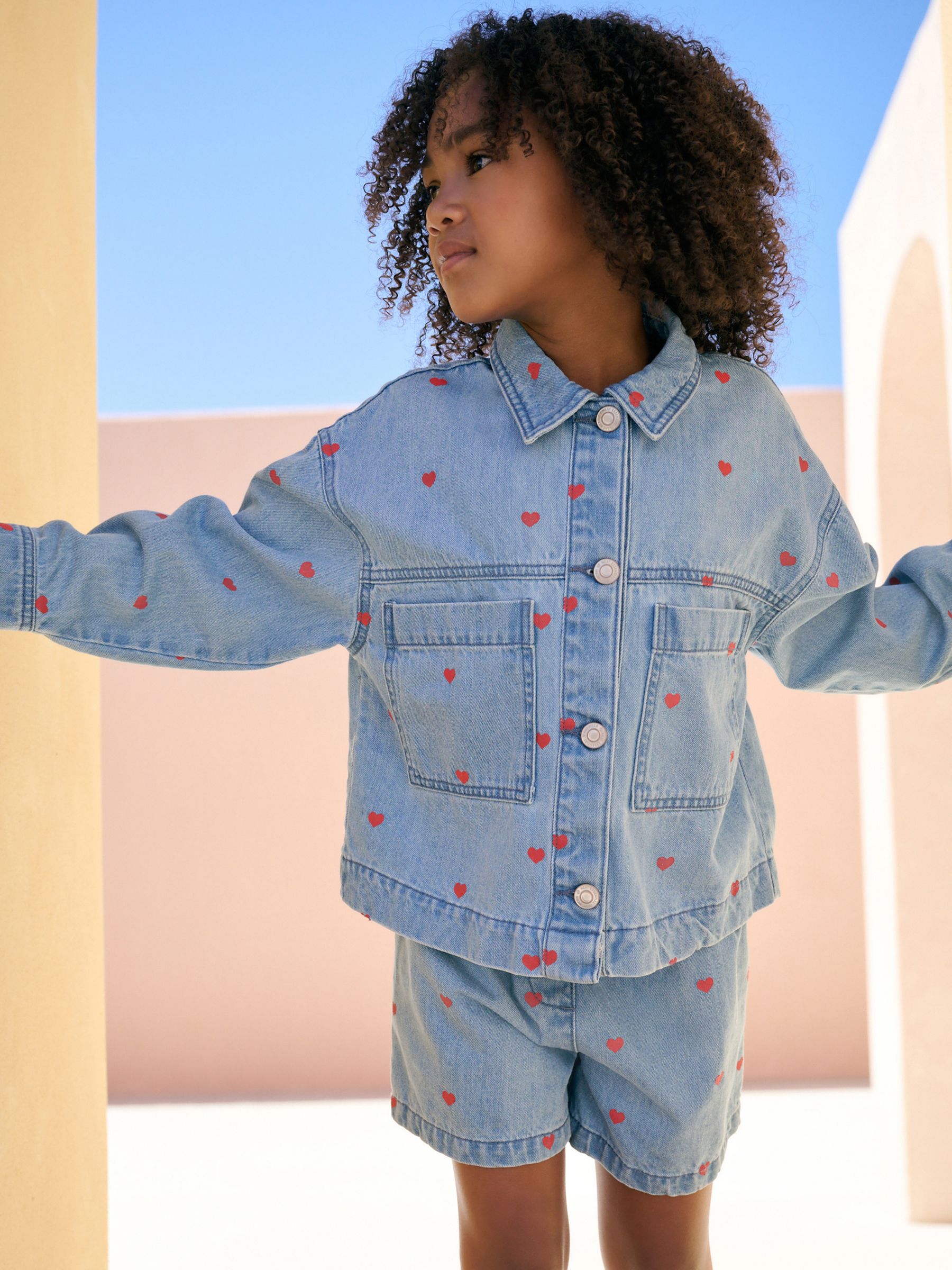Denim Denim 100% Cotton Shacket And Shorts Set (3-16yrs)