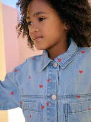 Jeans - Conjunto de jaqueta e shorts de algodão Heart Emb 100% (3a16anos) - Imagem 4 de 7