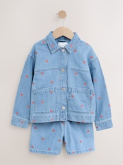 Jeans - Conjunto de jaqueta e shorts de algodão Heart Emb 100% (3a16anos) - Imagem 5 de 7