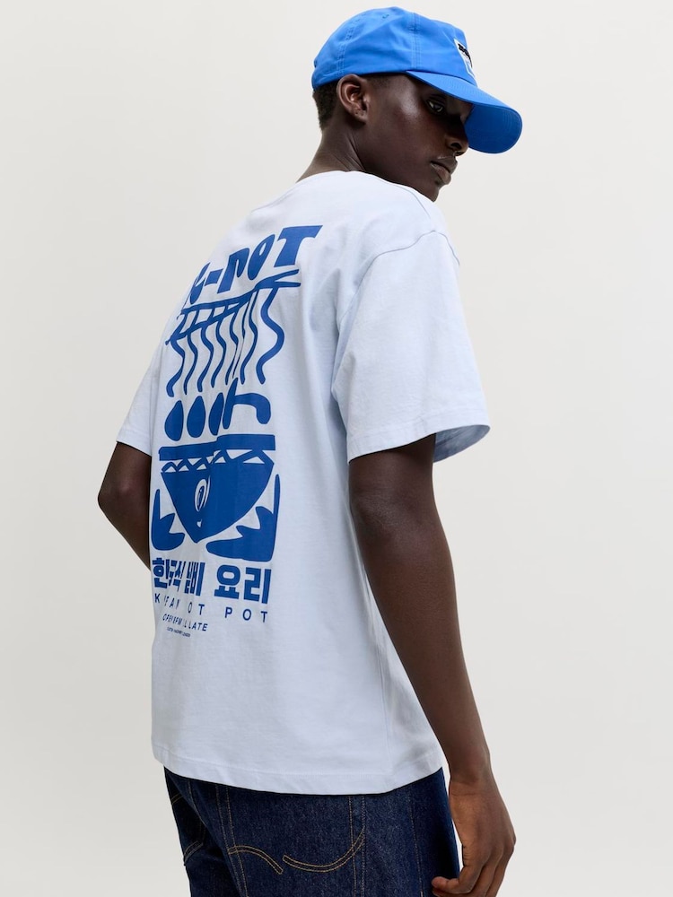 JACK & JONES Blue Back Graphic K-Pot T-Shirt - Image 1 of 7 JACK & JONES Blue Back Graphic K-Pot T-Shirt - Image 1 of 7