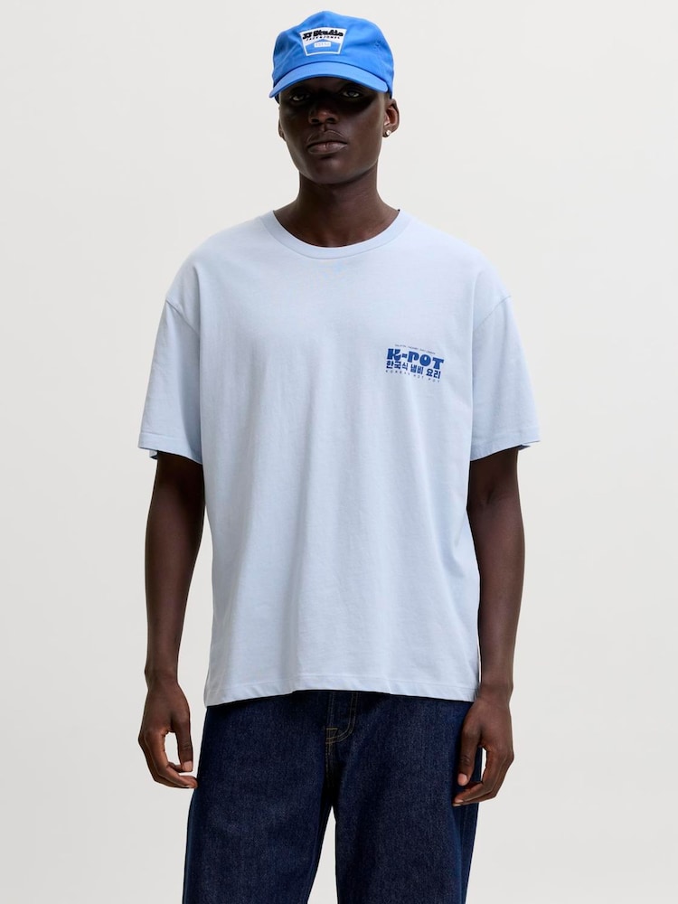 JACK & JONES Blue Back Graphic K-Pot T-Shirt - Image 2 of 7 JACK & JONES Blue Back Graphic K-Pot T-Shirt - Image 2 of 7