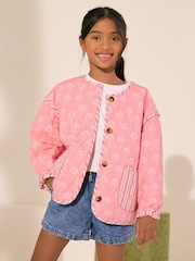 Pink Mixed Print Quilted Jacket (3-16yrs) - Image 1 of 4