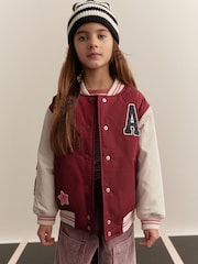 Burg/White Shower Resistant Varsity Bomber Jacket (3-16yrs) - Image 1 of 16