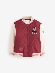 Burg/White Shower Resistant Varsity Bomber Jacket (3-16yrs) - Image 10 of 16