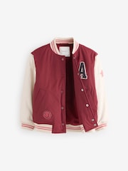 Burg/White Shower Resistant Varsity Bomber Jacket (3-16yrs) - Image 11 of 16