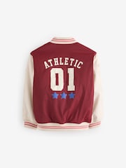 Burg/White Shower Resistant Varsity Bomber Jacket (3-16yrs) - Image 12 of 16