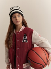 Burg/White Shower Resistant Varsity Bomber Jacket (3-16yrs) - Image 2 of 16