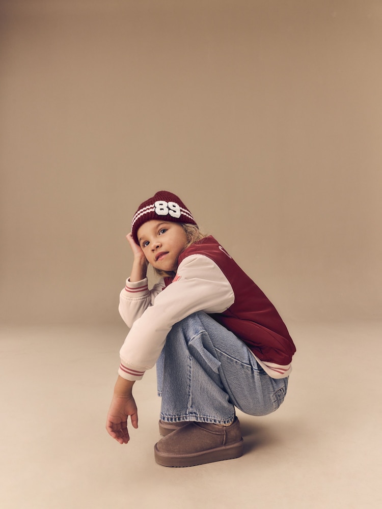 Burg/White Shower Resistant Varsity Bomber Jacket (3-16yrs) - Image 5 of 16