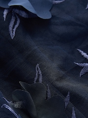 Blue Navy 3D Floral Print Textured V-Neck Maxi Dress - Image 9 of 9