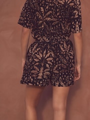 Black/Brown Print Broderie Holiday Shorts - Image 2 of 6