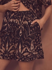 Black/Brown Print Broderie Holiday Shorts - Image 3 of 6