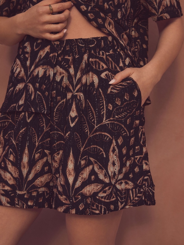 Noir/Brown Imprimé - Short de vacances brodé - Image 3 of 6