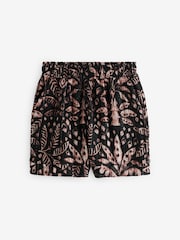 Black/Brown Print Broderie Holiday Shorts - Image 4 of 6