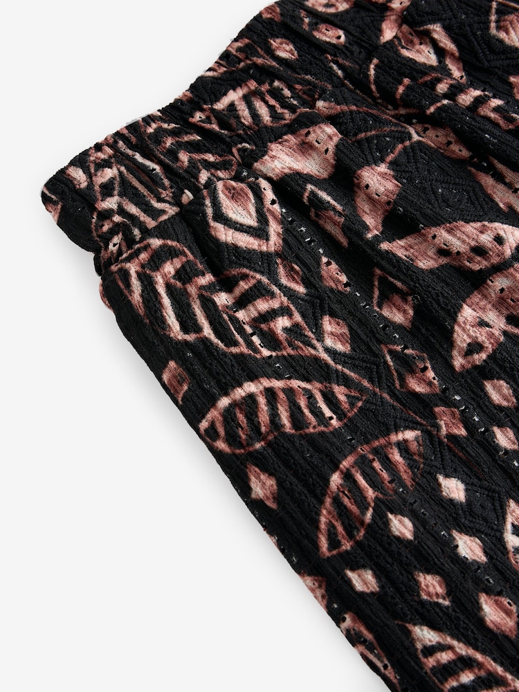 Black/Brown Print Broderie Holiday Shorts - Image 6 of 6