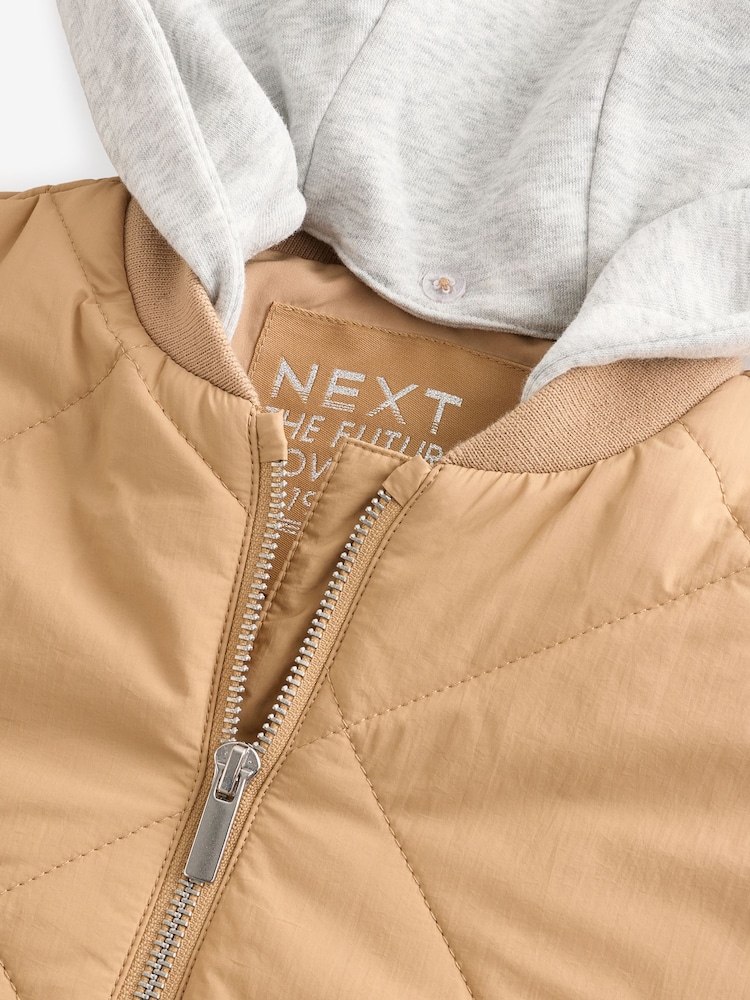 Stone Natural Shower Resistant Quilted Bomber Jacket (3-16yrs) - Image 10 of 11
