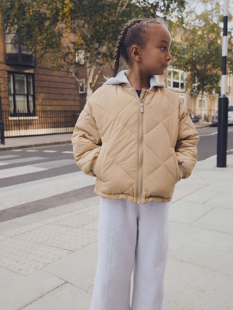 Stone Natural Shower Resistant Quilted Bomber Jacket (3-16yrs) - Image 3 of 11