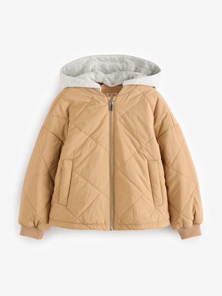 Stone Natural Shower Resistant Quilted Bomber Jacket (3-16yrs) - Image 6 of 11