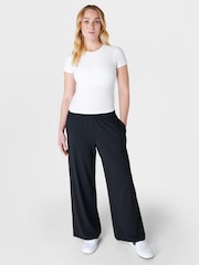 Sweaty Betty Black Modal Wide Leg Trousers - Image 1 of 6