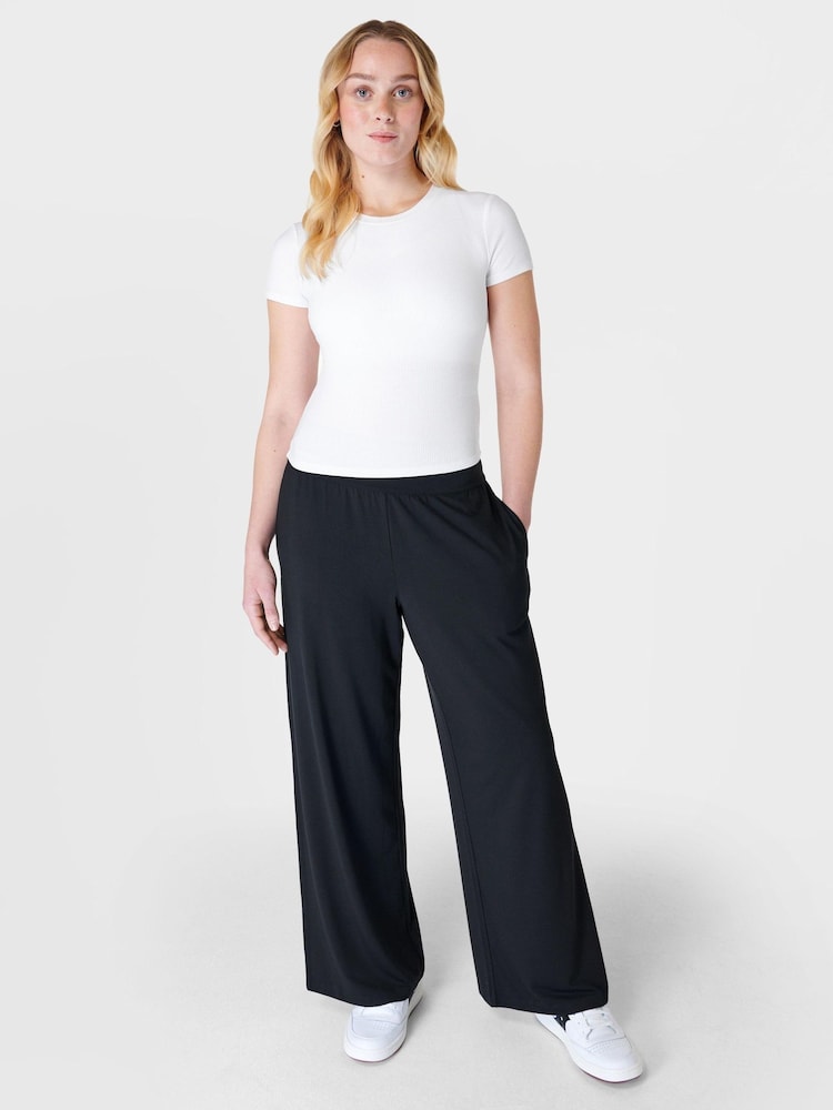 Sweaty Betty Black Modal Wide Leg Trousers - Image 1 of 6