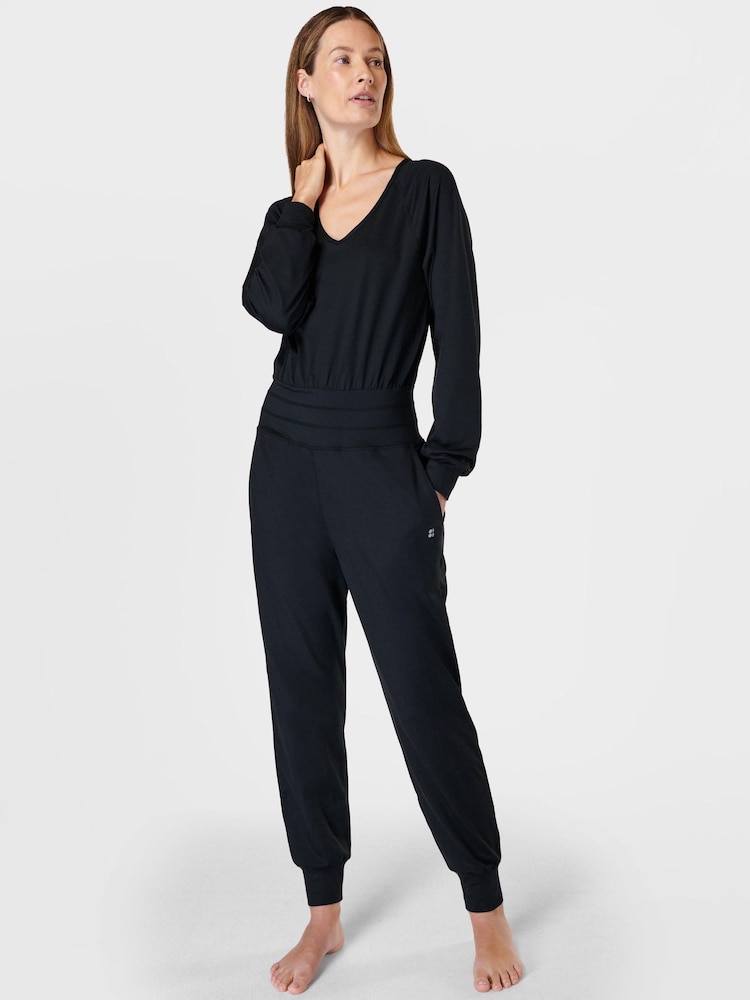 Sweaty Betty Black Gaia Performance Yoga Long Sleeve Jumpsuit - Image 2 of 7