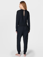 Sweaty Betty Black Gaia Performance Yoga Long Sleeve Jumpsuit - Image 3 of 7