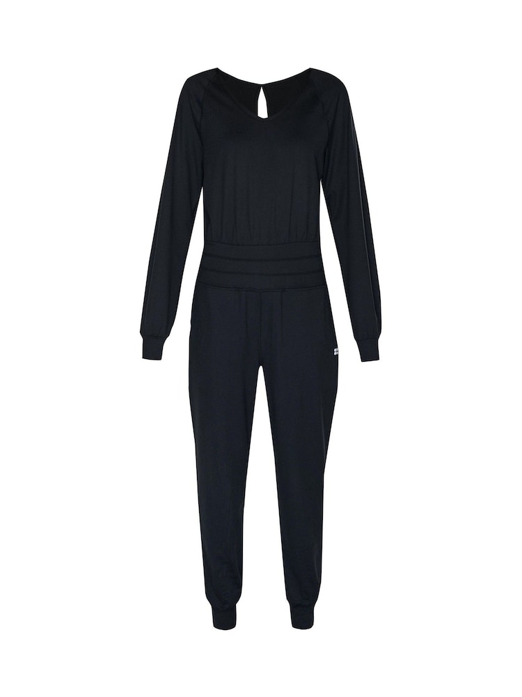 Sweaty Betty Black Gaia Performance Yoga Long Sleeve Jumpsuit - Image 7 of 7