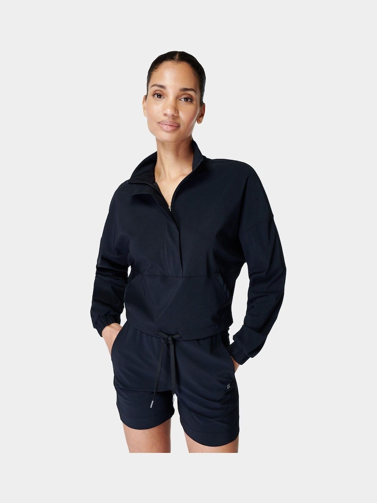 Sweaty Betty Black Explorer Half Zip Midlayer Top - Image 1 of 6
