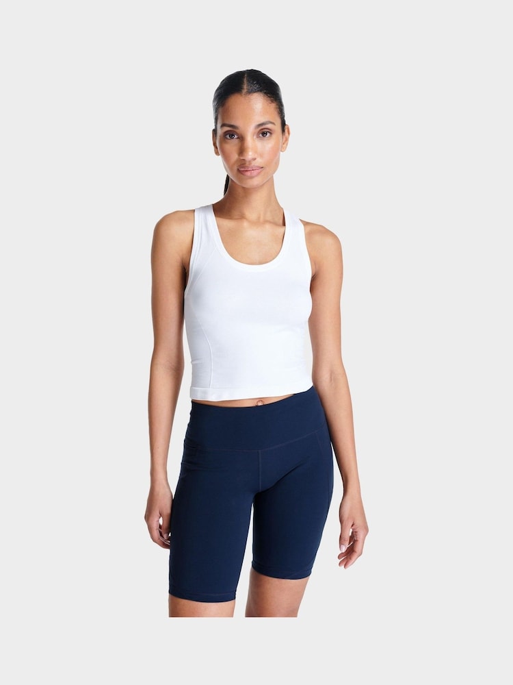 Sweaty Betty White Athlete Crop Seamless Workout Tank Top - Image 1 of 6