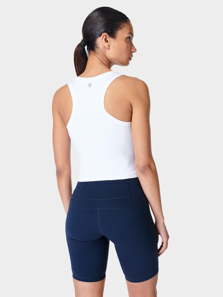 Sweaty Betty White Athlete Crop Seamless Workout Tank Top - Image 2 of 6