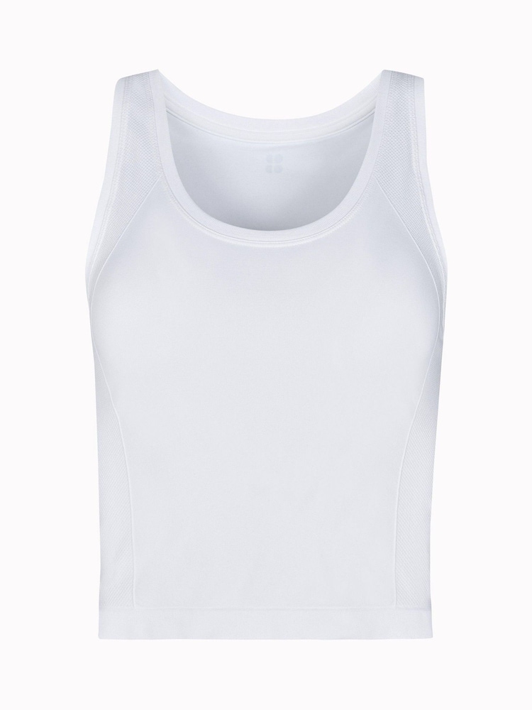 Sweaty Betty White Athlete Crop Seamless Workout Tank Top - Image 6 of 6