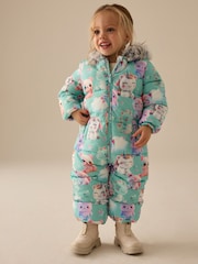 Teal Blue Shower Resistant Printed Snowsuit (3mths-7yrs) - Image 1 of 9