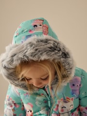 Teal Blue Shower Resistant Printed Snowsuit (3mths-7yrs) - Image 4 of 9