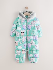 Teal Blue Shower Resistant Printed Snowsuit (3mths-7yrs) - Image 5 of 9