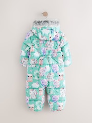 Teal Blue Shower Resistant Printed Snowsuit (3mths-7yrs) - Image 6 of 9