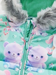 Teal Blue Shower Resistant Printed Snowsuit (3mths-7yrs) - Image 8 of 9