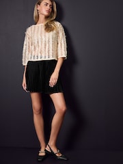 Black Velvet Mini Kilt Skirt - Image 2 of 8