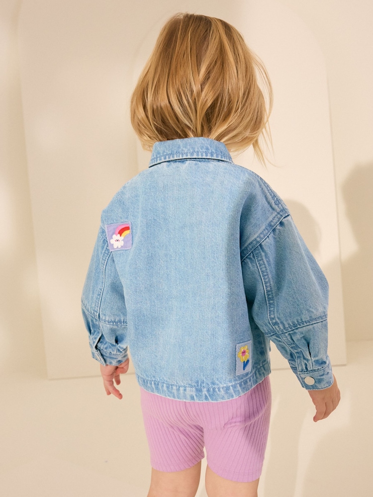 Mid Blue Denim Embroidered Shacket (3mths-7yrs) - Image 2 of 9