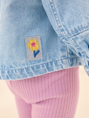 Mid Blue Denim Embroidered Shacket (3mths-7yrs) - Image 5 of 9