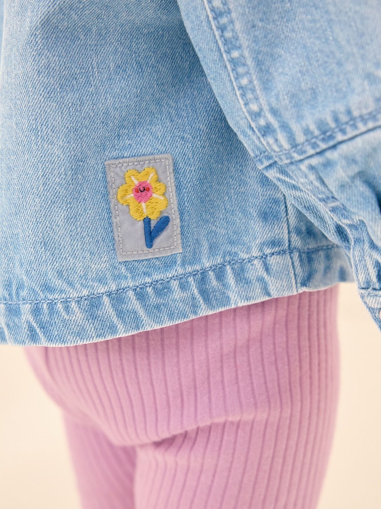 Mid Blue Denim Embroidered Shacket (3mths-7yrs) - Image 5 of 9